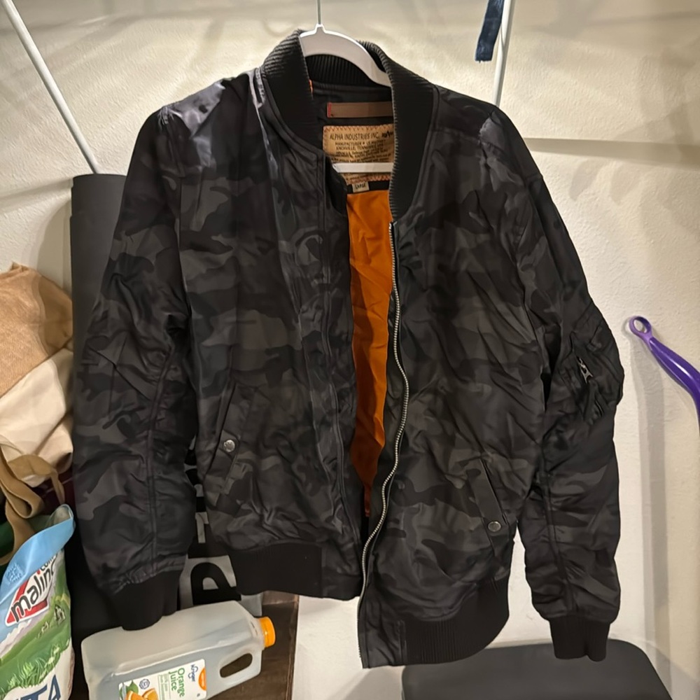 Alpha industries flight bomber jacket, dark grey camo.